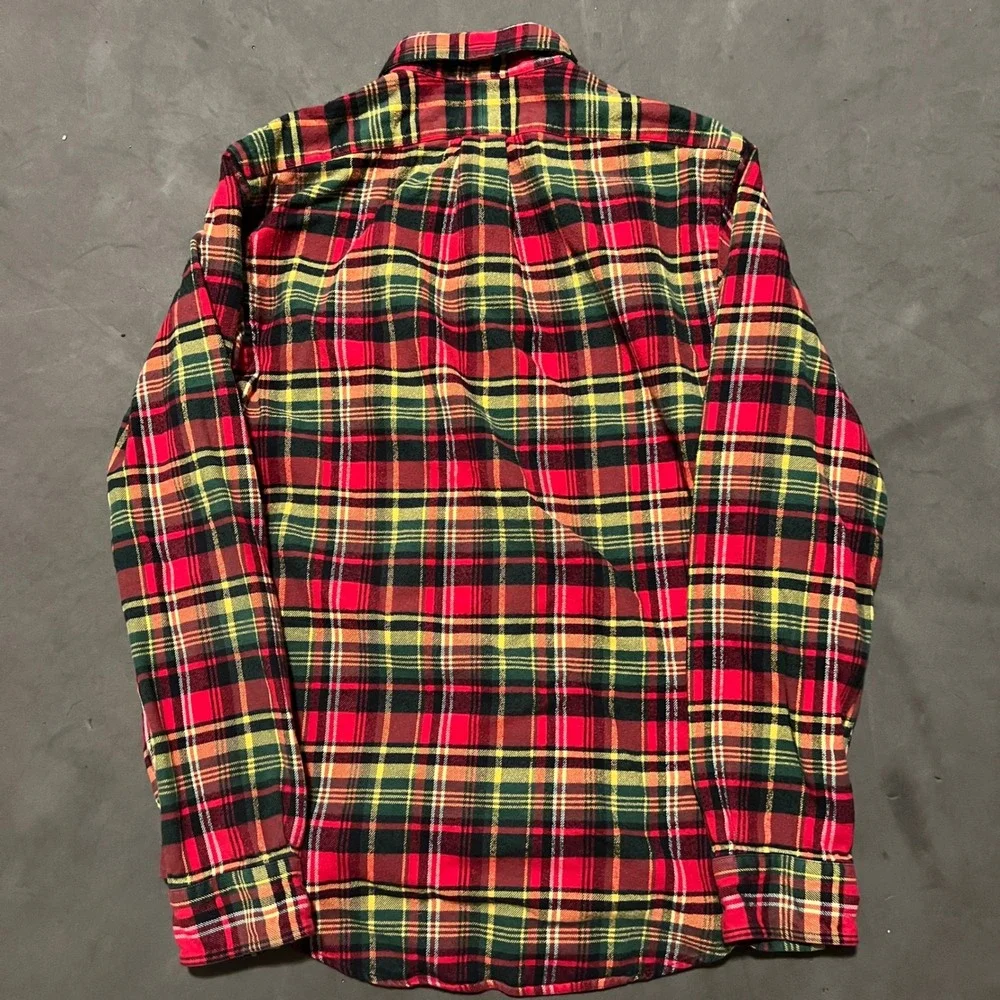 Ralph Lauren Mens Tartan Plaid Flannel Button Down Shirt Red Green Small - Picture 2 of 8